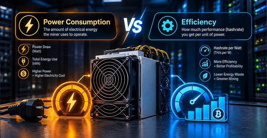 تفاوت Power Consumption و Efficiency در ماینر چیست؟
