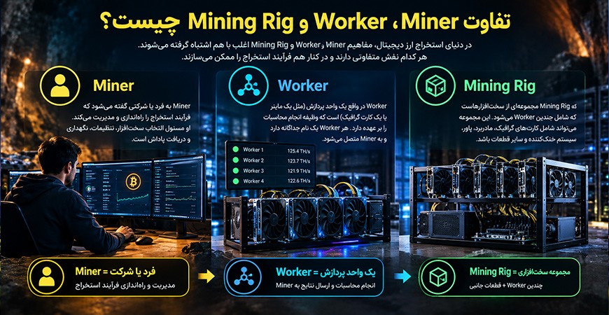 تفاوت Miner، Worker و Mining Rig چیست؟