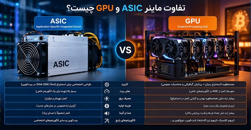 تفاوت ماینر ASIC و GPU چیست؟