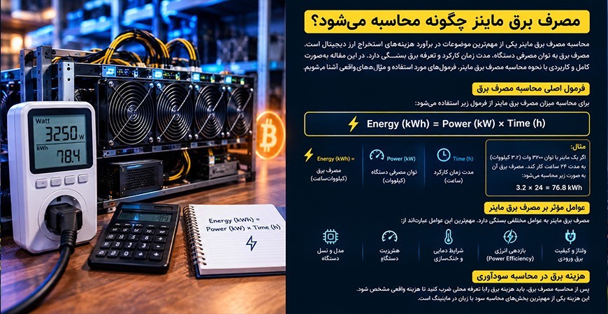 مصرف برق ماینر چگونه محاسبه می‌شود؟